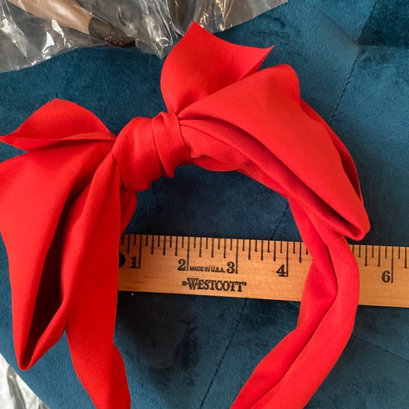 Lot of 5 Bow Headbands Red Green Taupe Baby-Blue Burgundy Hair Accessories - Picture 3 of 12